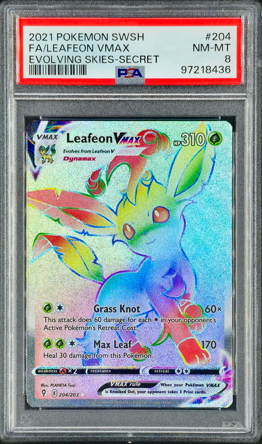 PSA 8 Leafeon VMAX 204/203 - KRY TCG